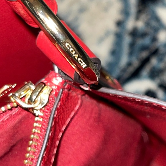 COACH 91512 TOWN BUCKET BAG IN SIGNATURE CANVAS BROWN 1941 RED - Picture 9 of 16